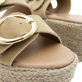 Foto 5 | Sandalias con Plataforma Rbcollection Exterior Gamuza Café para Mujer