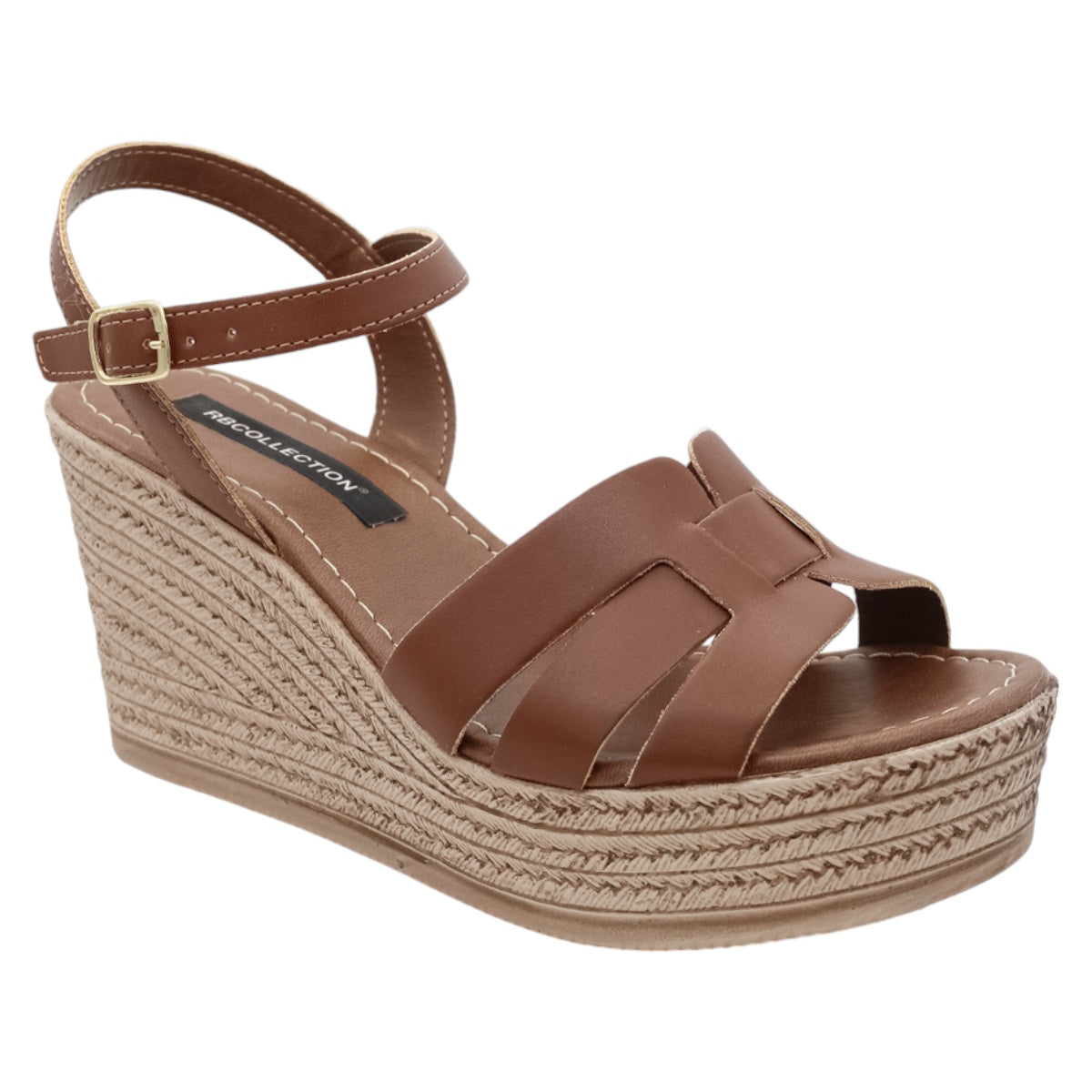 Foto 2 pulgar | Sandalias Con Plataforma Rbcollection Exterior Piel Vegana Café Para Mujer