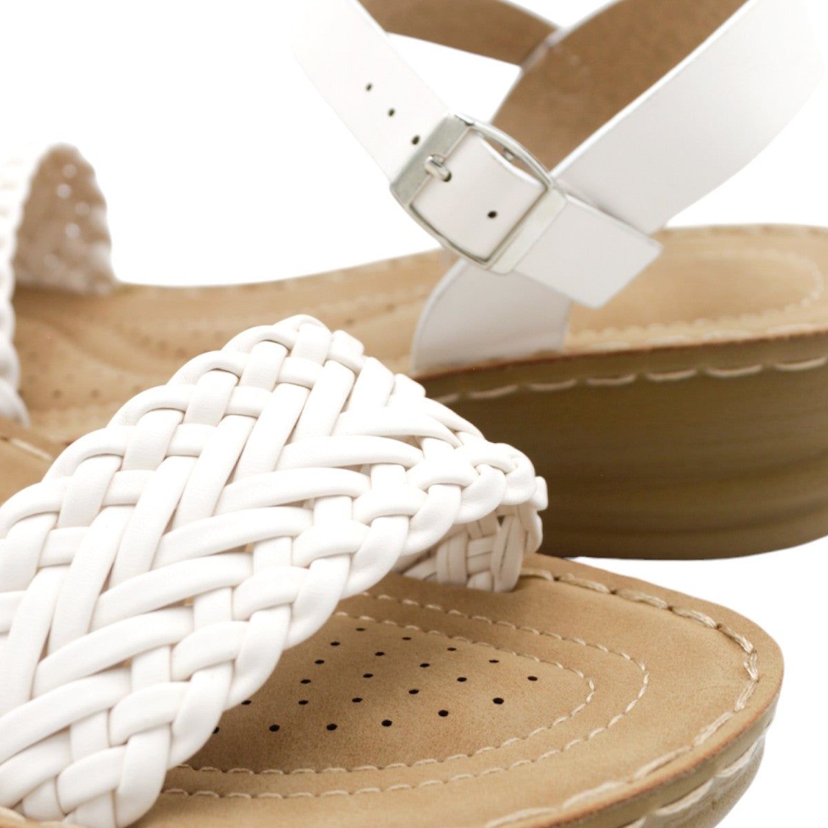 Foto 6 pulgar | Sandalias Con Plataforma Rbcollection Exterior Piel Vegana Color Blanco Para Mujer