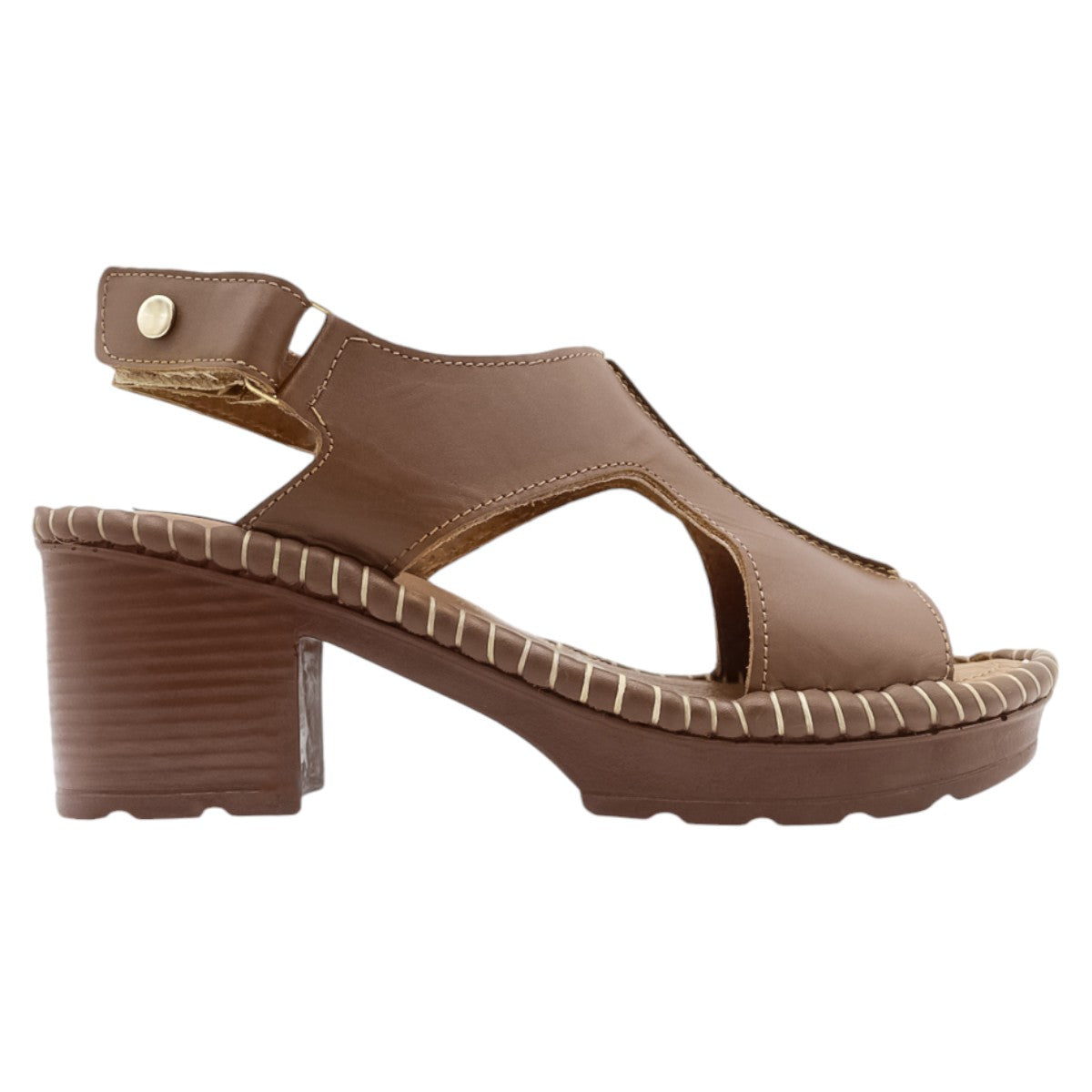 Foto 2 | Sandalia con Tacón Rbcollection Exterior Piel Café para Mujer