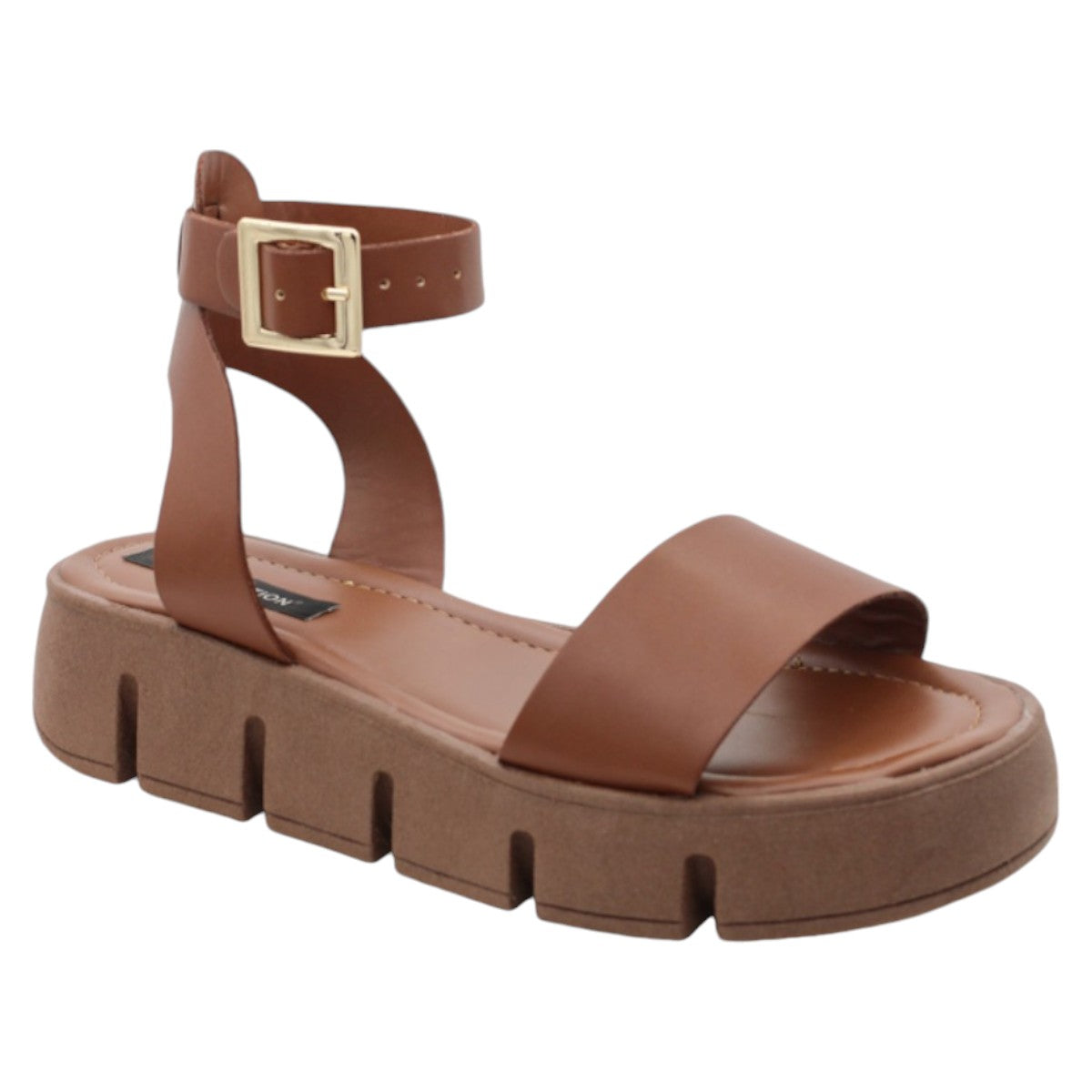 Foto 2 pulgar | Sandalias Con Plataforma Rbbasics Exterior Piel Vegana Café Para Mujer