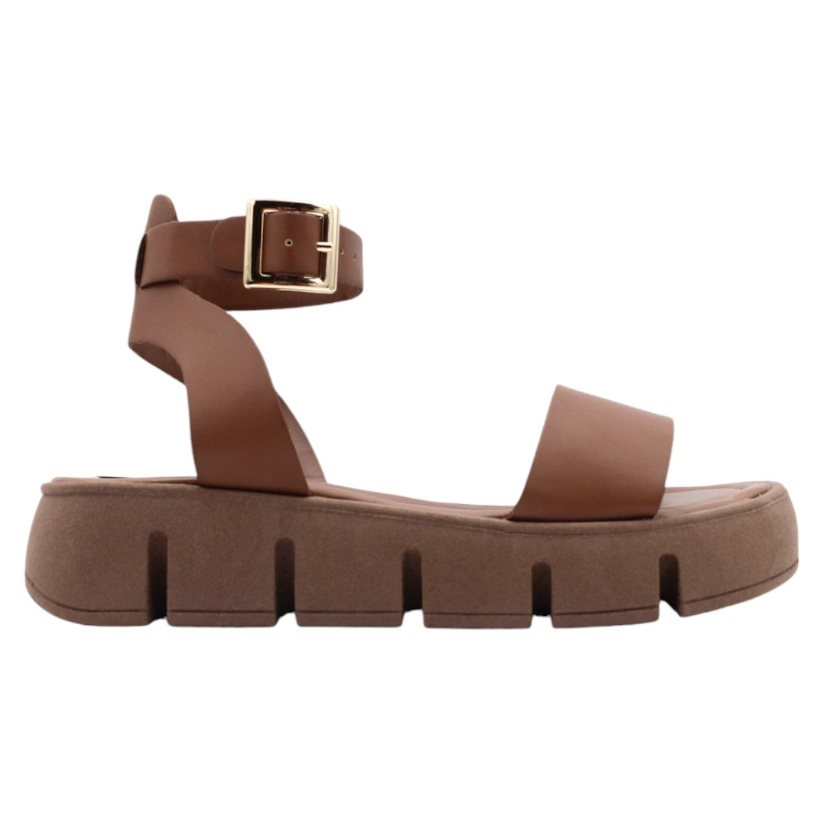 Foto 3 pulgar | Sandalias Con Plataforma Rbbasics Exterior Piel Vegana Café Para Mujer