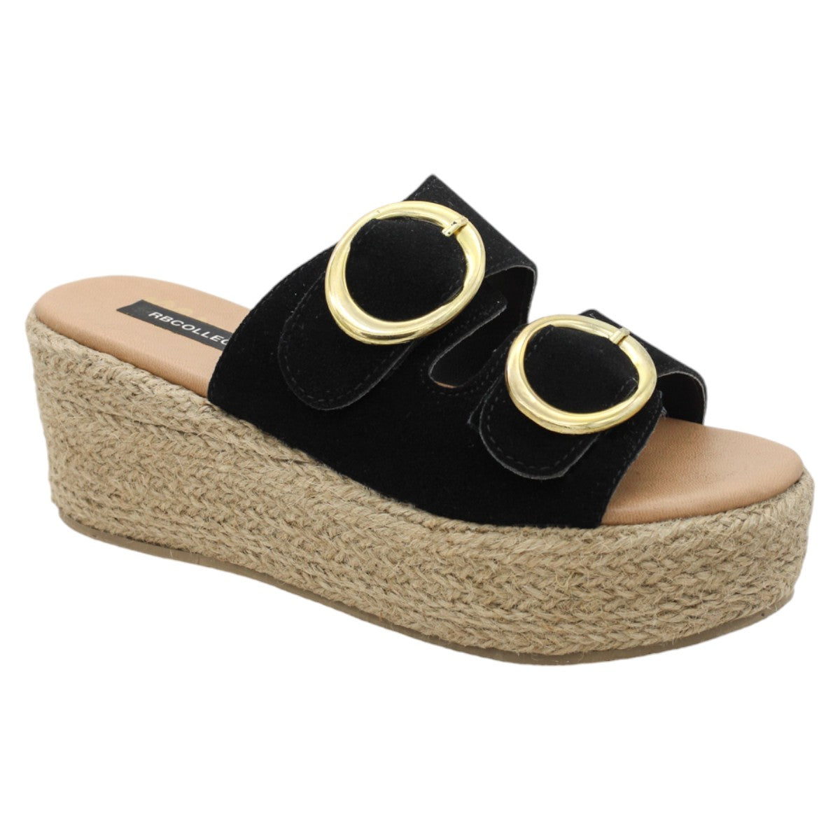 Foto 2 pulgar | Sandalias con Plataforma Rbcollection Exterior Gamuza Negro Para Mujer