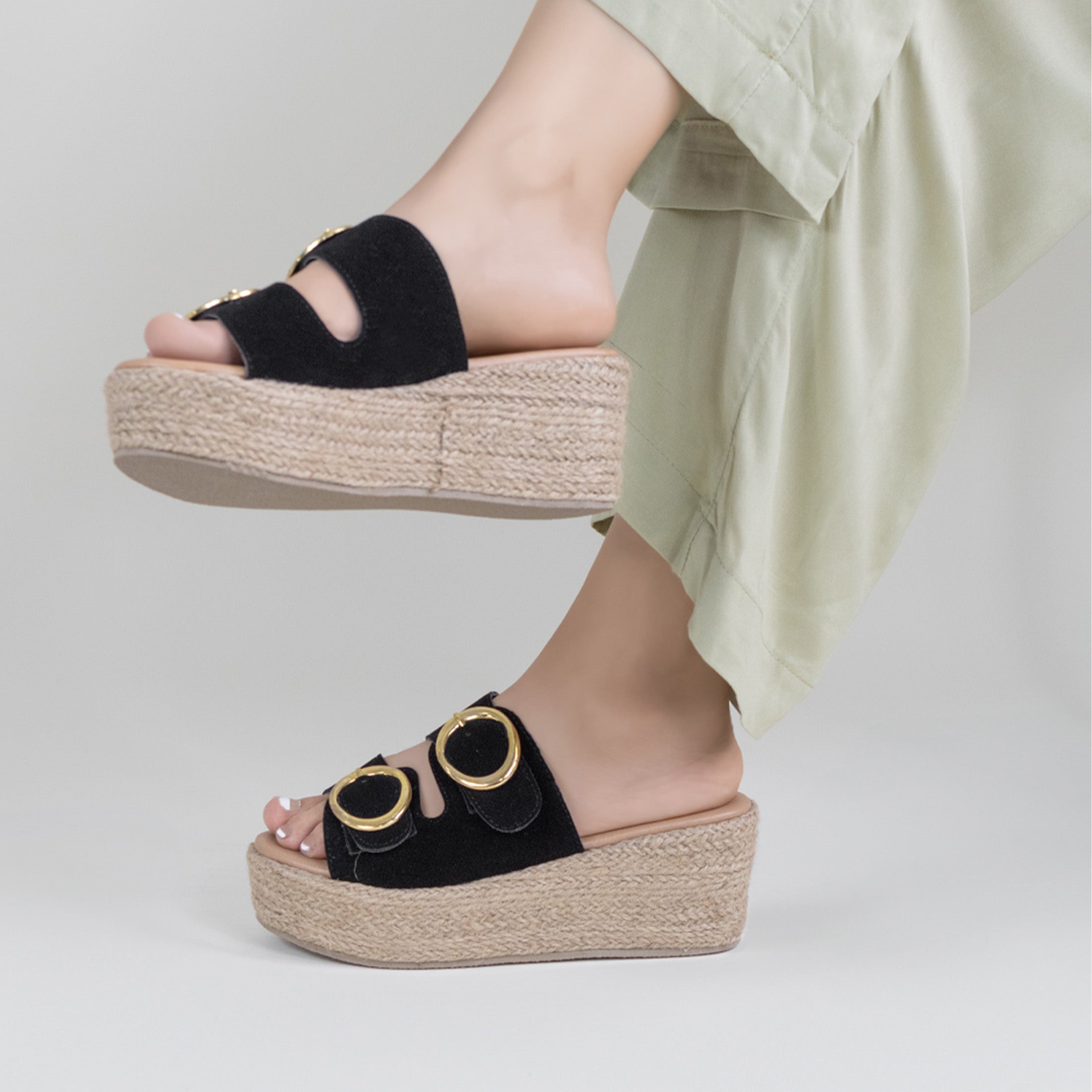 Foto 3 pulgar | Sandalias con Plataforma Rbcollection Exterior Gamuza Negro Para Mujer