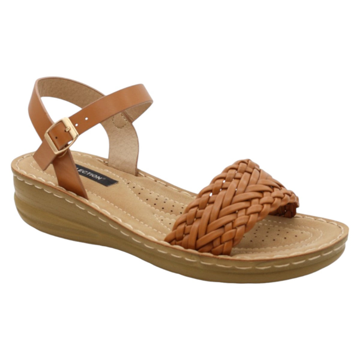 Foto 2 pulgar | Sandalias Rbcollection con Plataforma Exterior Piel Vegana Café para Mujer