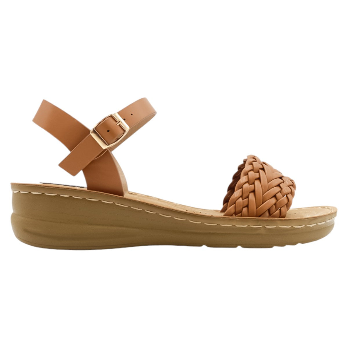 Foto 3 pulgar | Sandalias Rbcollection con Plataforma Exterior Piel Vegana Café para Mujer
