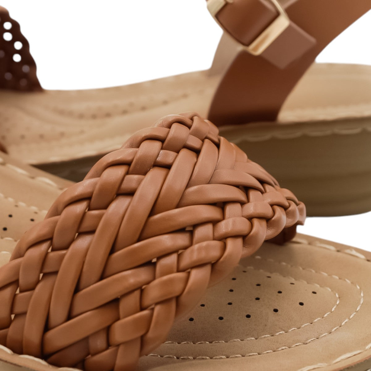 Foto 6 pulgar | Sandalias Rbcollection con Plataforma Exterior Piel Vegana Café para Mujer