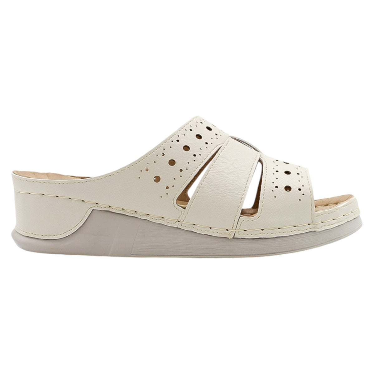 Foto 3 pulgar | Sandalias Rbcollection con Plataforma Exterior Piel Vegana Beige para Mujer