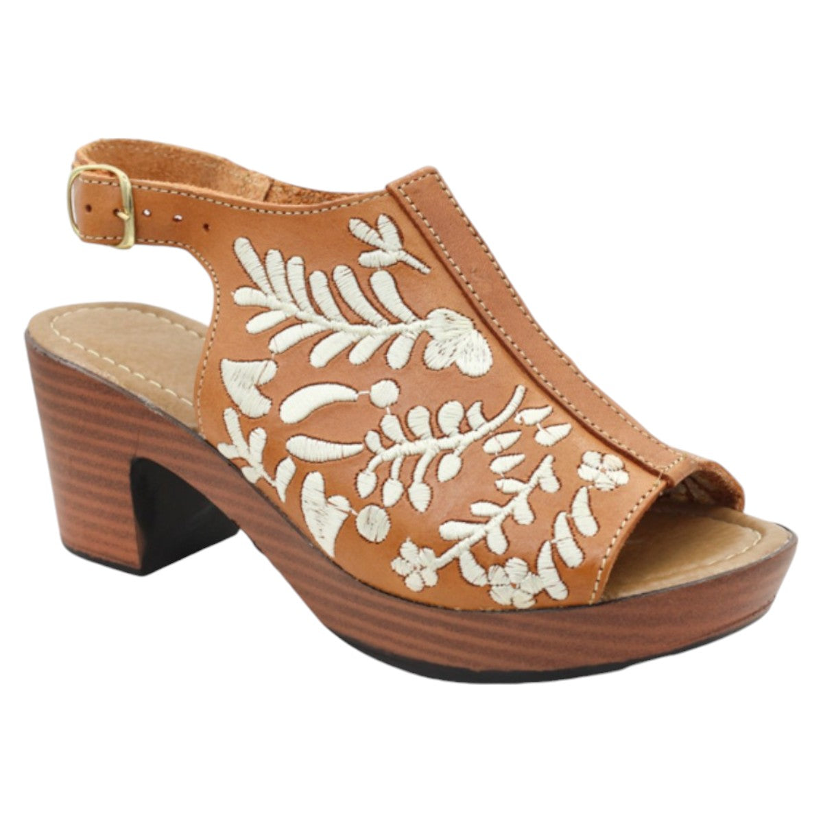 Sandalia Con Tacón Rbbasics Exterior Piel Café Para Mujer