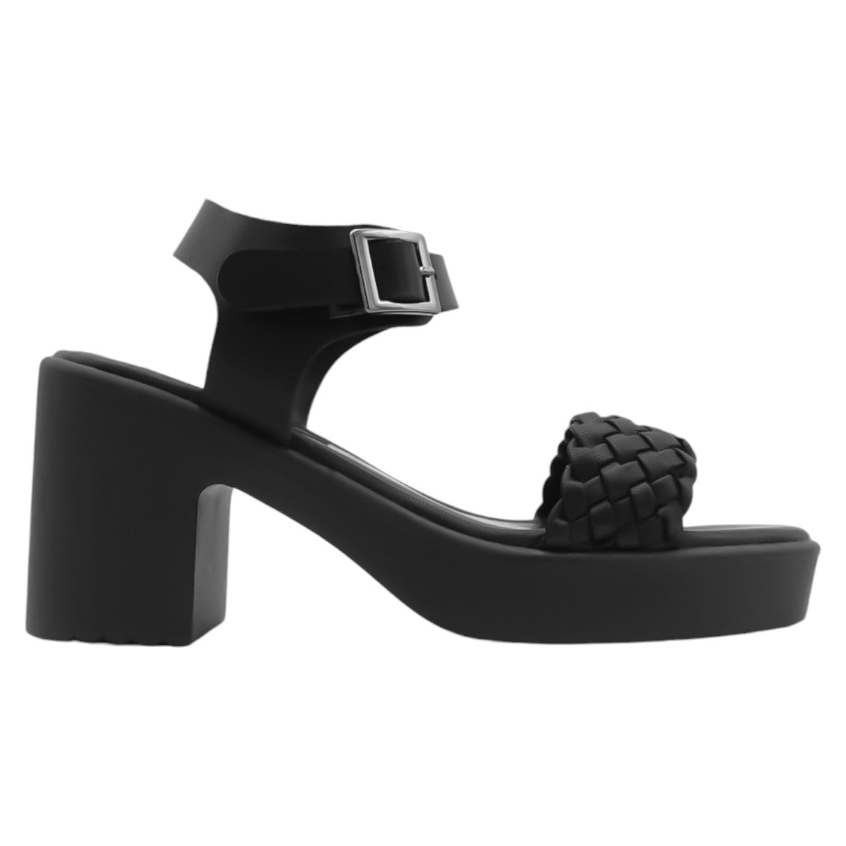 Foto 4 pulgar | Sandalia Con Tacón Rbbasics Exterior Piel Vegana Negro Para Mujer