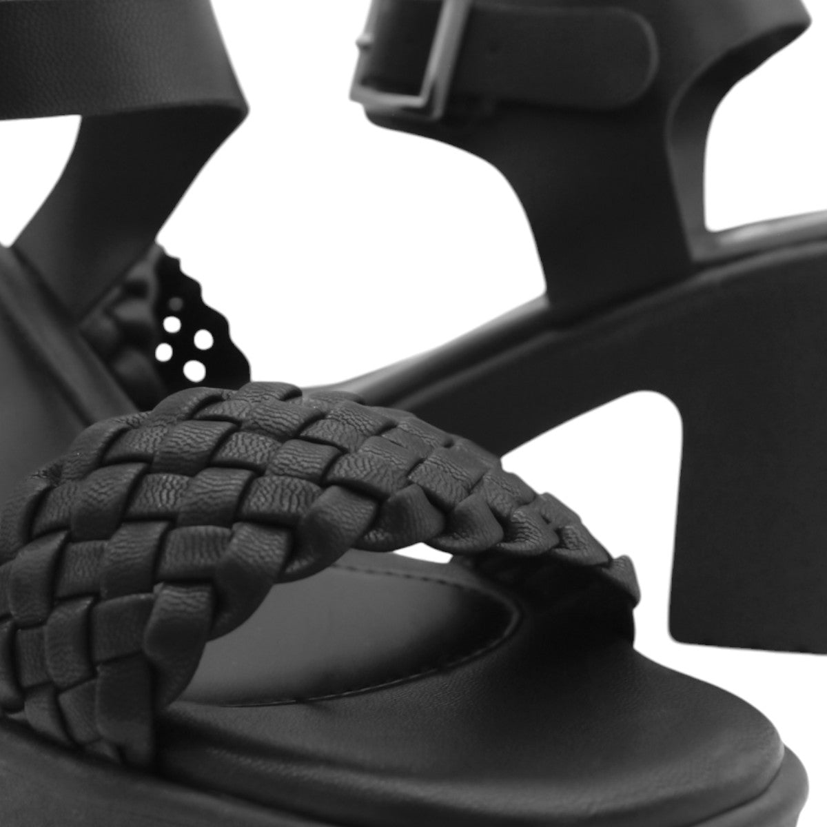 Foto 6 | Sandalia Con Tacón Rbbasics Exterior Piel Vegana Negro Para Mujer