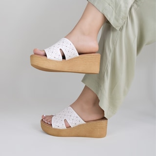 Foto 2 | Sandalias Con Plataforma Rbcollection Exterior Piel Vegana Color Blanco Para Mujer