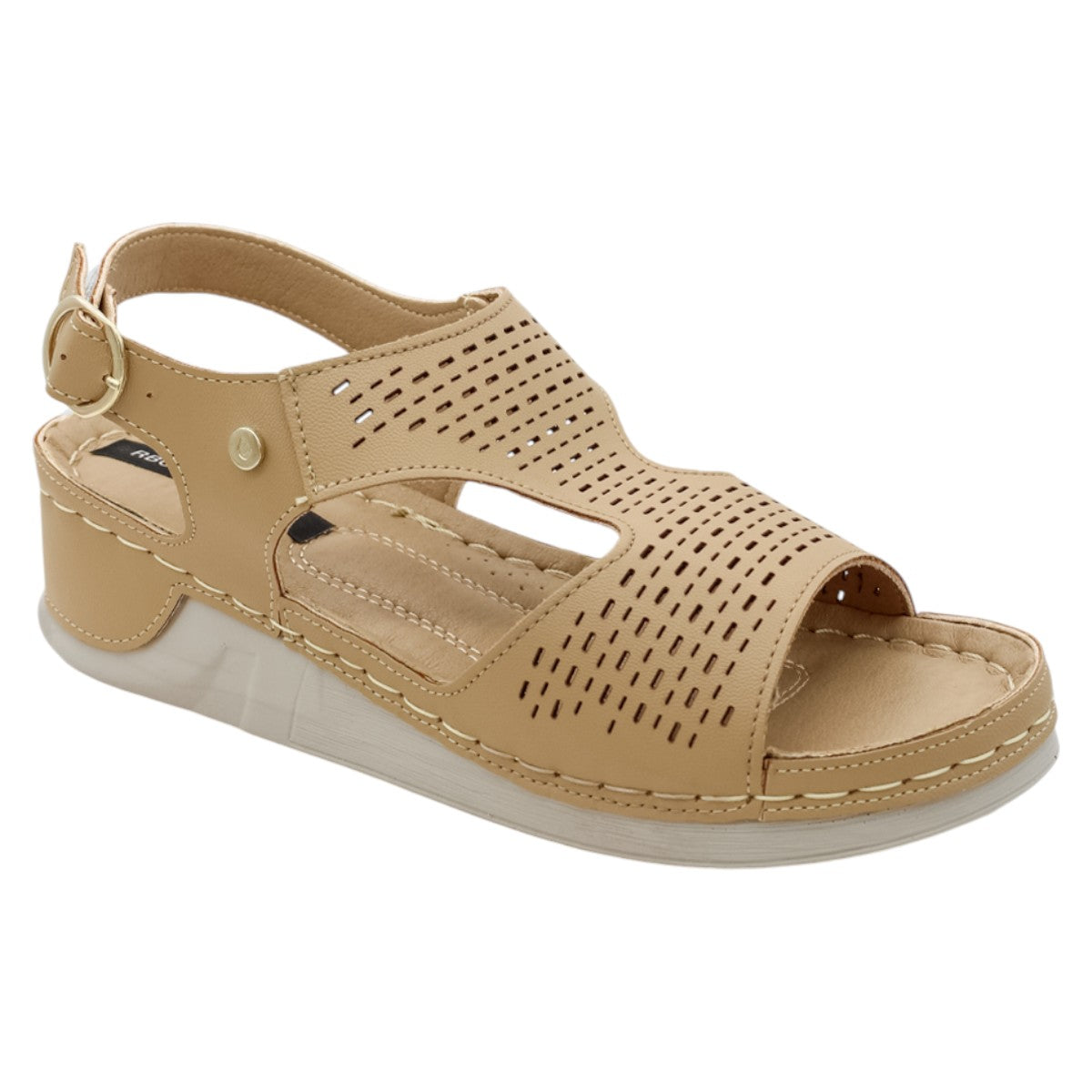 Foto 2 pulgar | Sandalias Rbcollection con Plataforma Exterior Piel Vegana Café para Mujer
