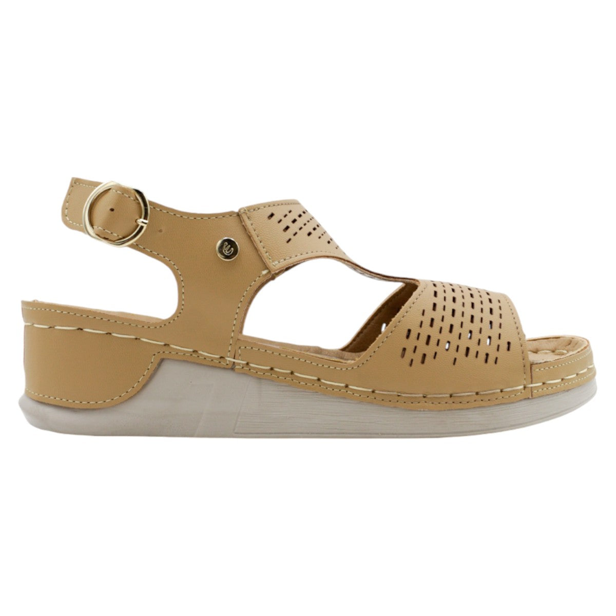 Foto 3 pulgar | Sandalias Rbcollection con Plataforma Exterior Piel Vegana Café para Mujer