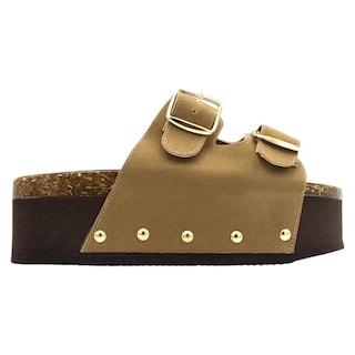 Foto 3 | Sandalias Con Plataforma Rbcollection Exterior Gamuza Sintética Café Para Mujer
