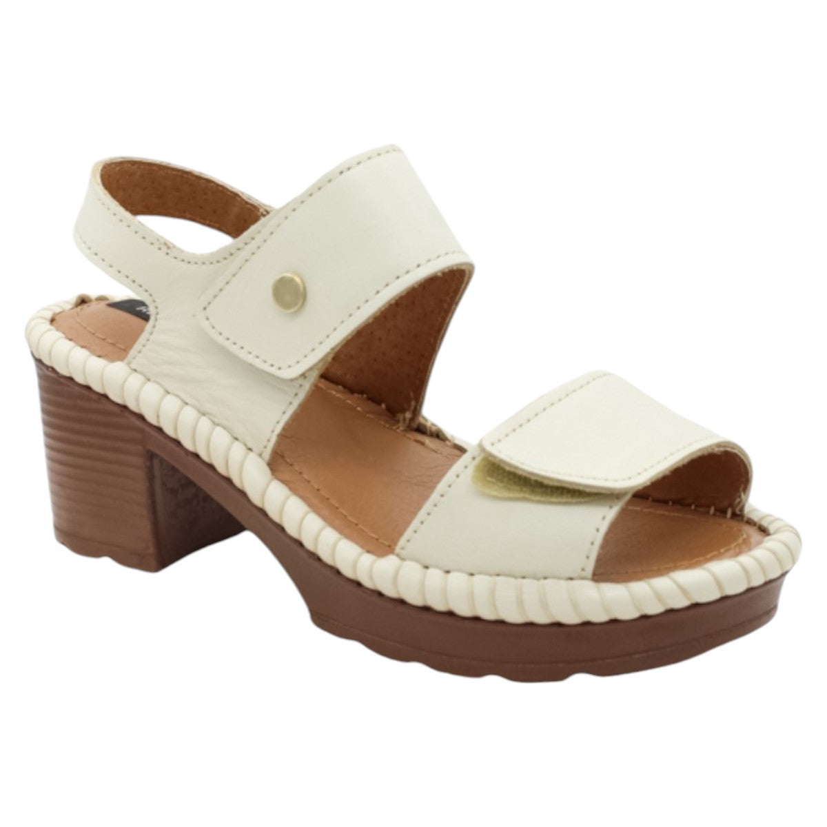 Foto 1 | Sandalia con Tacón Rbbasics Exterior Piel Blanco Para Mujer