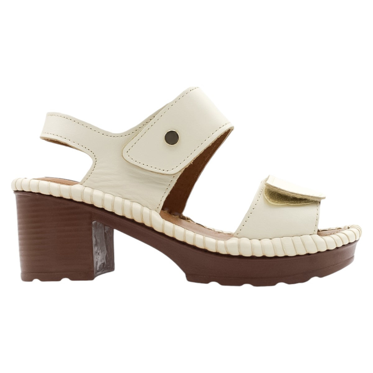 Foto 3 pulgar | Sandalia con Tacón Rbbasics Exterior Piel Blanco Para Mujer