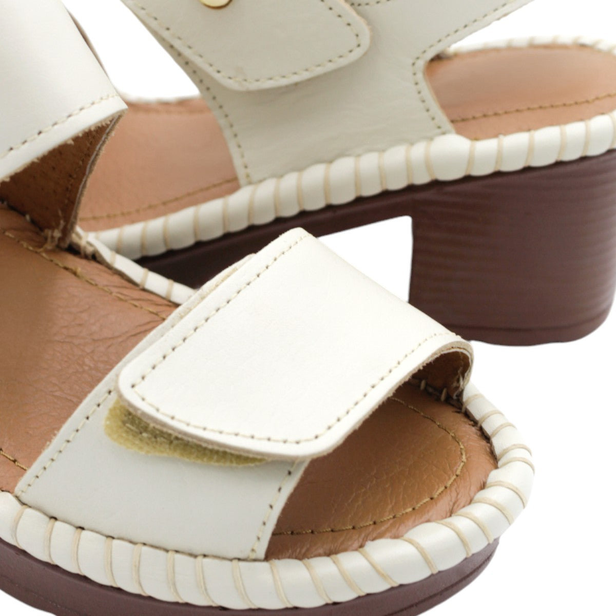 Foto 6 pulgar | Sandalia con Tacón Rbbasics Exterior Piel Blanco Para Mujer