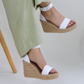 Foto 2 | Sandalias Rbcollection con Plataforma Exterior Piel Vegana Blanco para Mujer