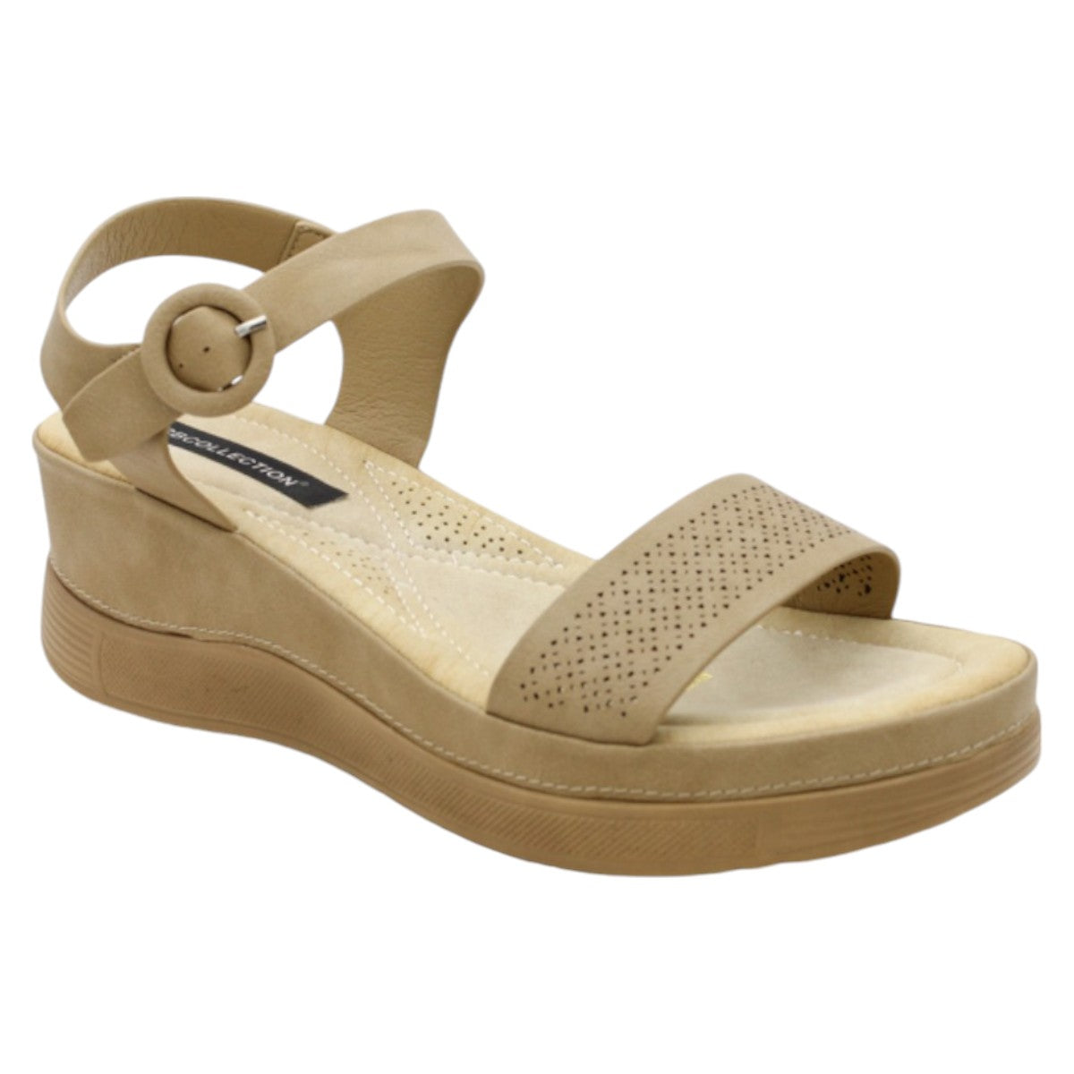 Foto 2 pulgar | Sandalias Rbcollection con Plataforma Exterior Piel Vegana Café para Mujer