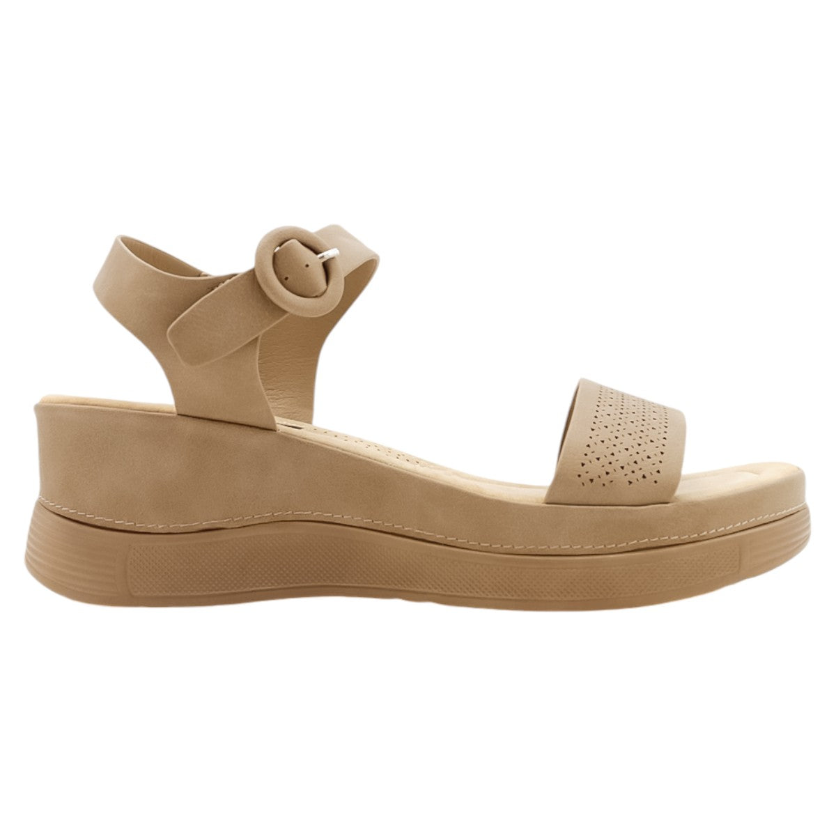 Foto 3 pulgar | Sandalias Rbcollection con Plataforma Exterior Piel Vegana Café para Mujer