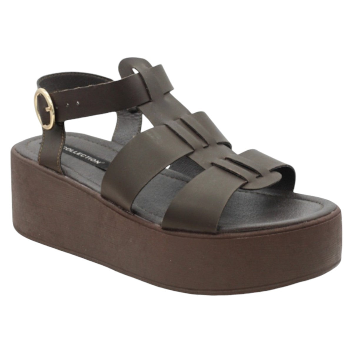 Foto 2 pulgar | Sandalias Con Plataforma Rbbasics Exterior Piel Vegana Café Para Mujer