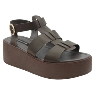 Foto 1 | Sandalias Con Plataforma Rbbasics Exterior Piel Vegana Café Para Mujer