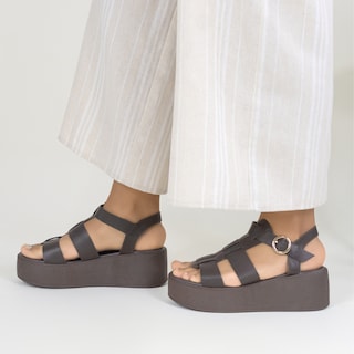 Foto 2 | Sandalias Con Plataforma Rbbasics Exterior Piel Vegana Café Para Mujer