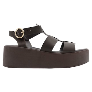 Foto 3 | Sandalias Con Plataforma Rbbasics Exterior Piel Vegana Café Para Mujer