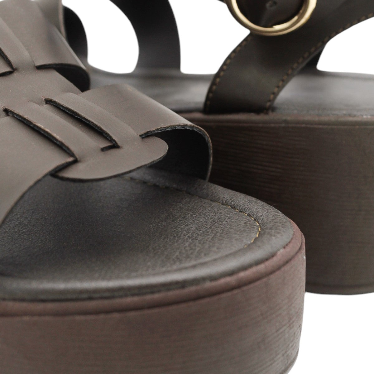 Foto 7 pulgar | Sandalias Con Plataforma Rbbasics Exterior Piel Vegana Café Para Mujer