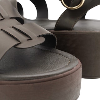 Foto 6 | Sandalias Con Plataforma Rbbasics Exterior Piel Vegana Café Para Mujer