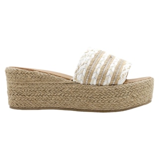 Foto 3 | Sandalias Con Plataforma Rbcollection Exterior Textil Blanco Para Mujer