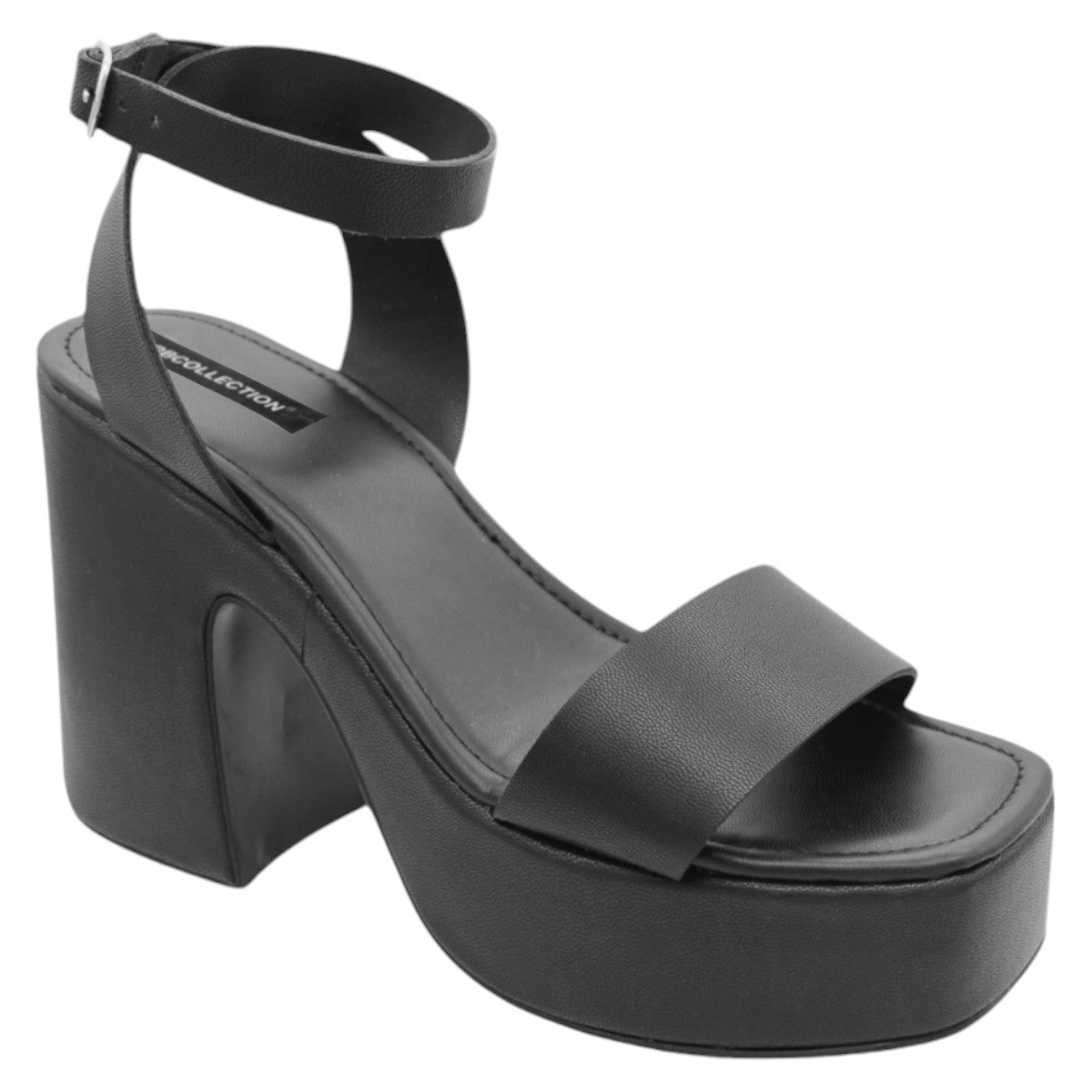 Foto 3 pulgar | Sandalia Con Tacón Rbbasics Exterior Piel Vegana Negro Para Mujer