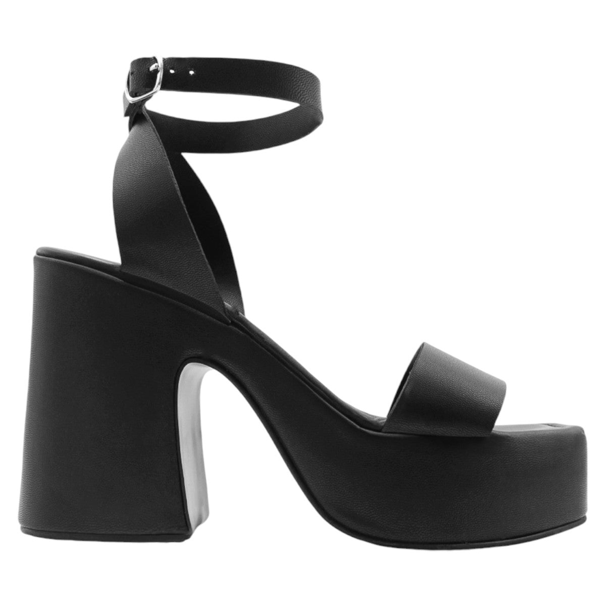 Foto 4 pulgar | Sandalia Con Tacón Rbbasics Exterior Piel Vegana Negro Para Mujer
