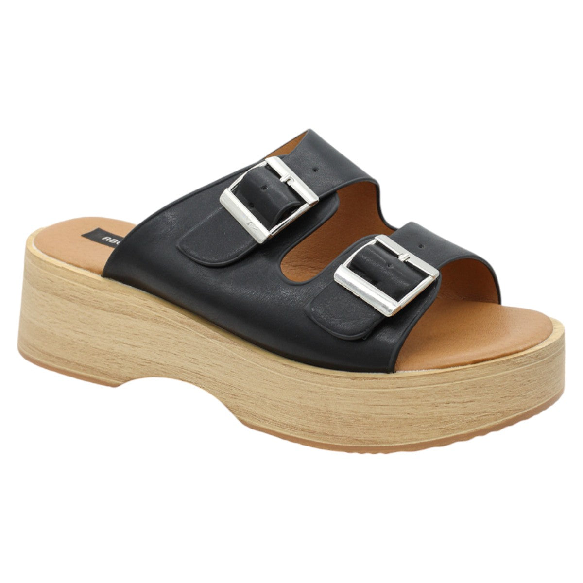Foto 2 pulgar | Sandalias Con Plataforma Rbcollection Exterior Piel Vegana Negro Para Mujer