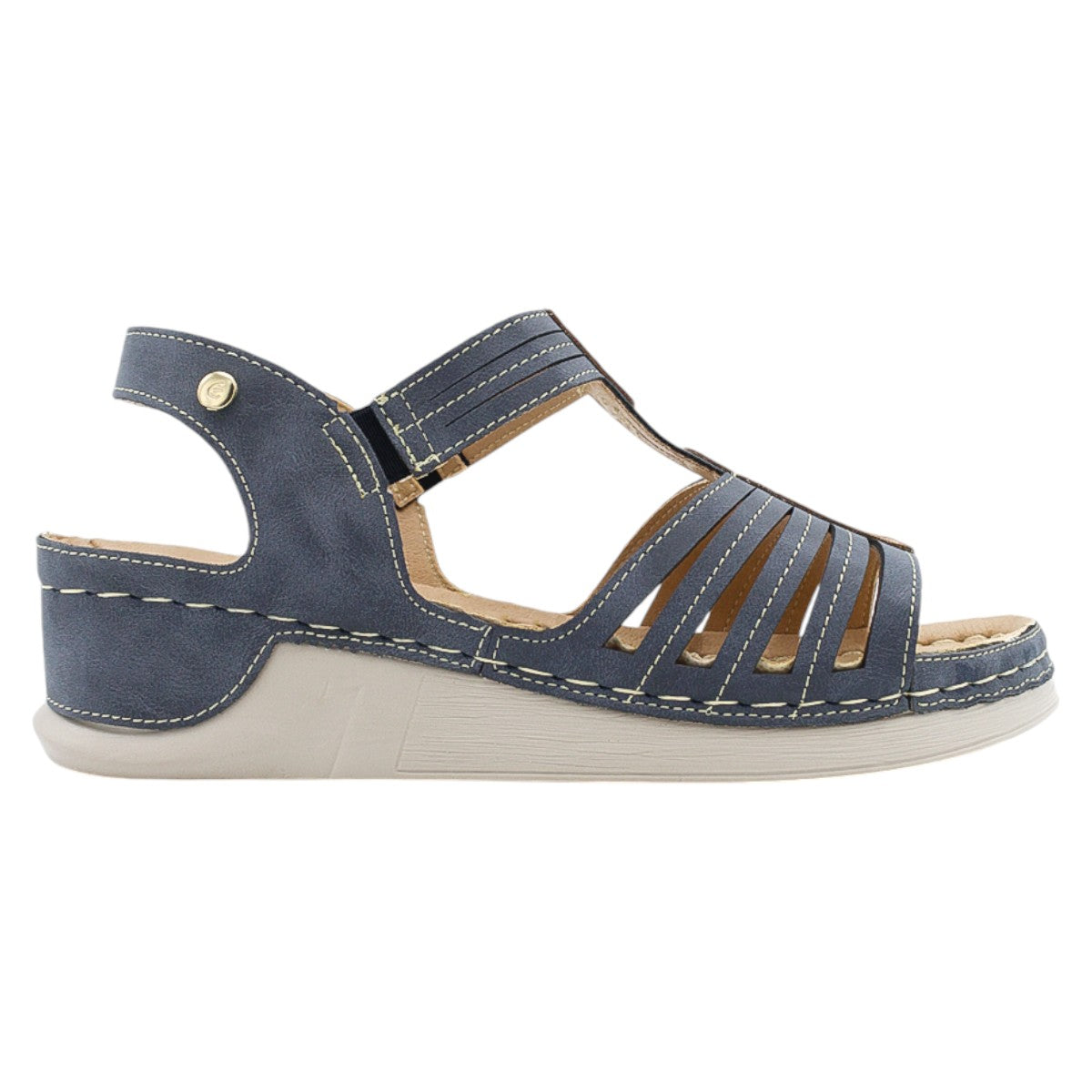 Foto 3 pulgar | Sandalias Rbcollection con Plataforma Exterior Piel Vegana Azul para Mujer