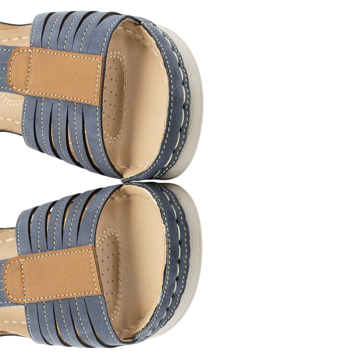 Foto 5 pulgar | Sandalias Rbcollection con Plataforma Exterior Piel Vegana Azul para Mujer