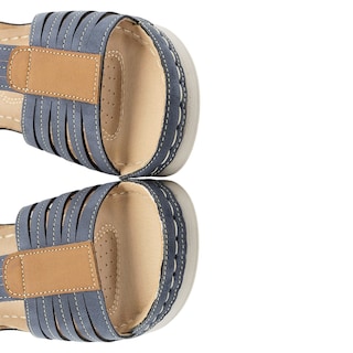 Foto 4 | Sandalias Rbcollection con Plataforma Exterior Piel Vegana Azul para Mujer