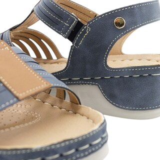 Foto 5 | Sandalias Rbcollection con Plataforma Exterior Piel Vegana Azul para Mujer