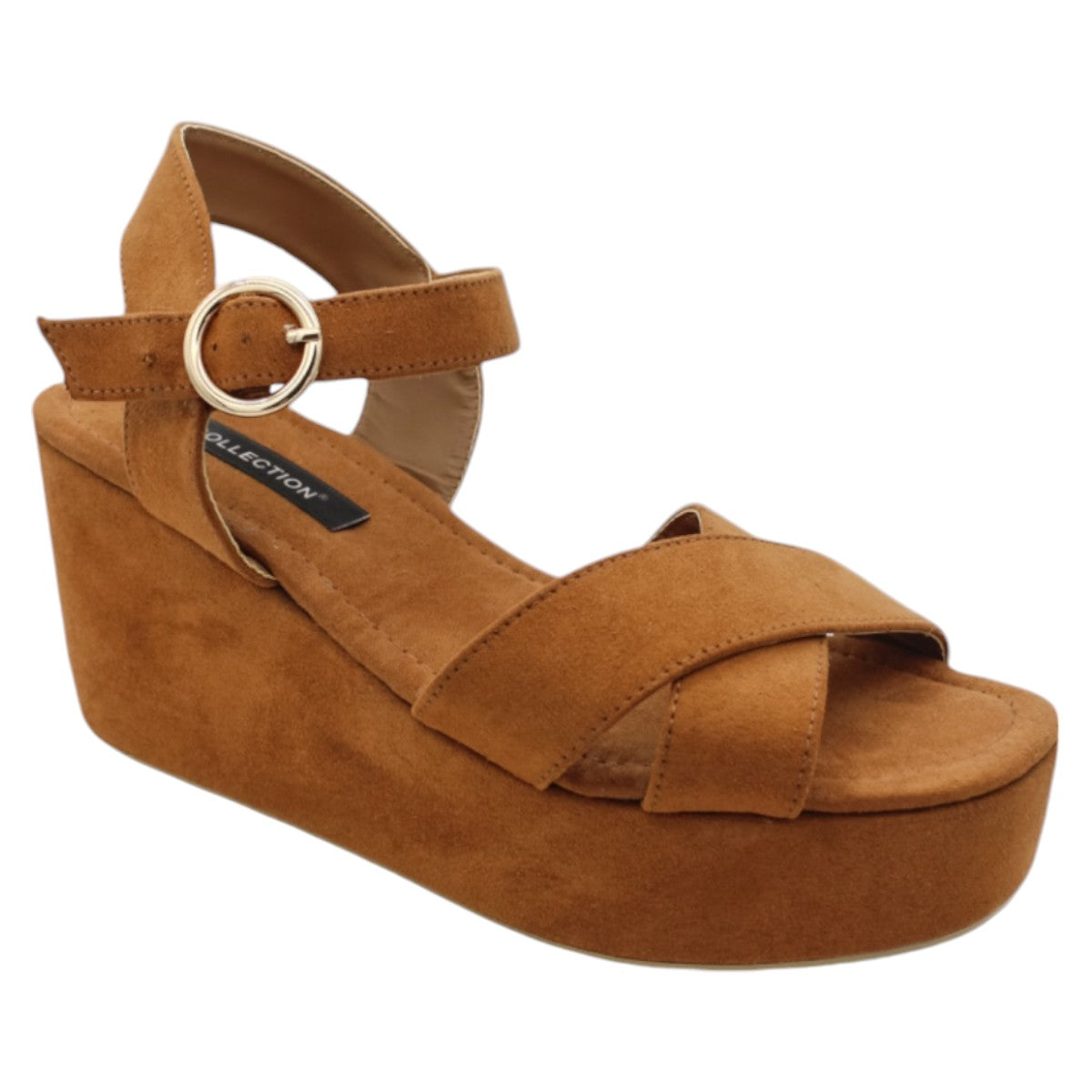 Foto 2 | Sandalias Con Plataforma Rbcollection Exterior Gamuza Sintética Beige Para Mujer