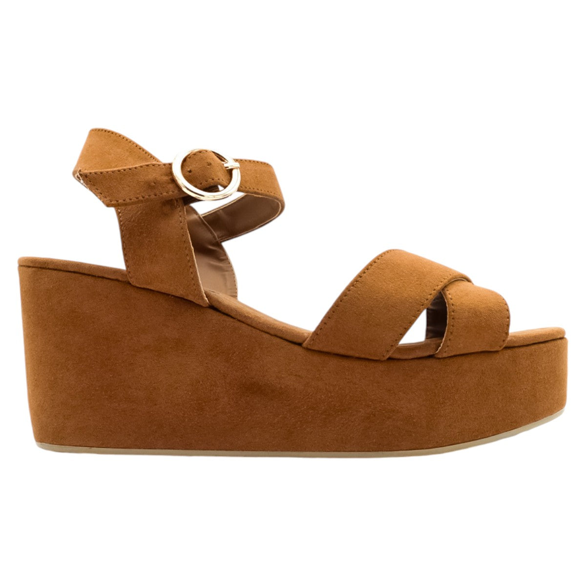 Foto 3 | Sandalias Con Plataforma Rbcollection Exterior Gamuza Sintética Beige Para Mujer