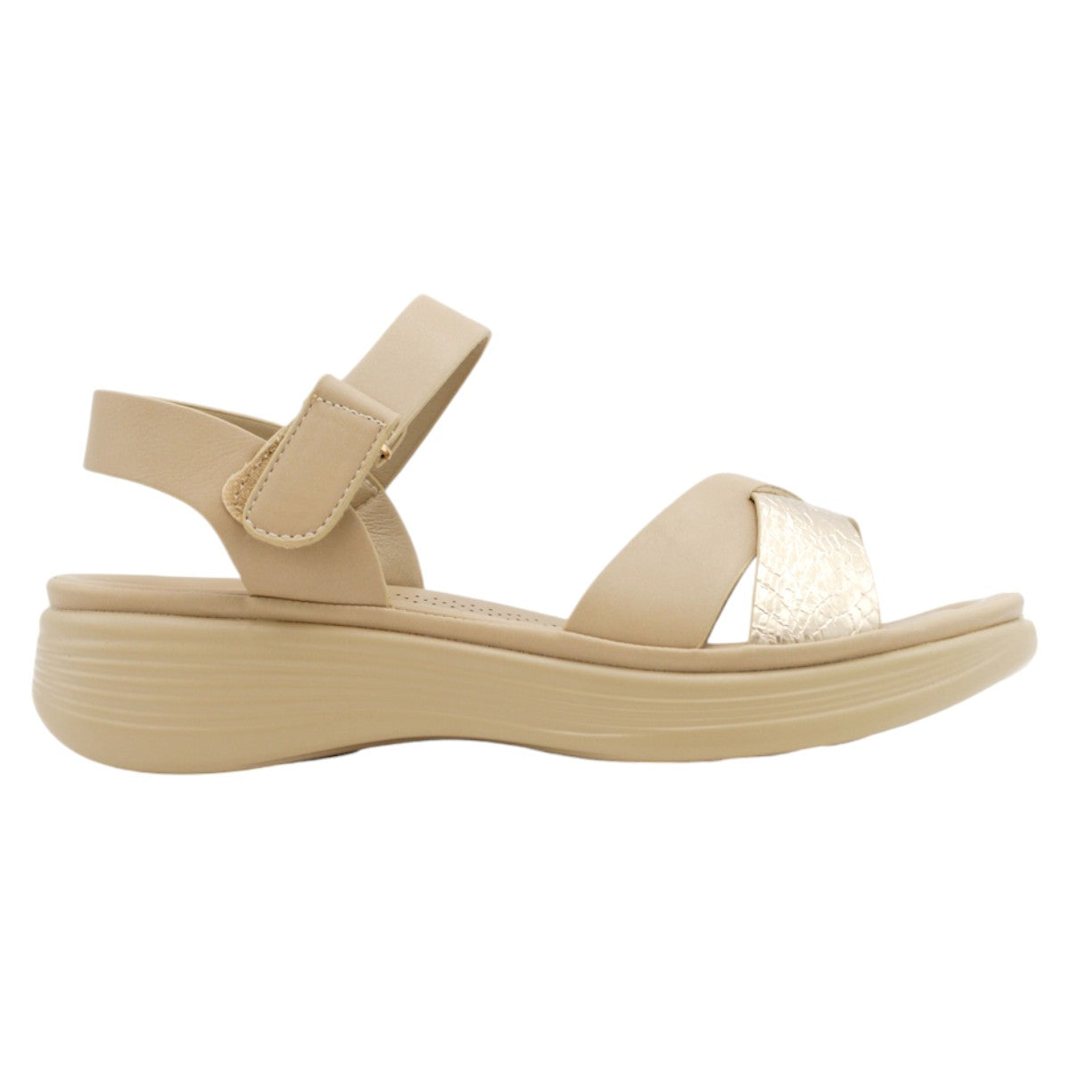 Foto 3 pulgar | Sandalias Con Plataforma Rbbasics Exterior Piel Vegana Beige para Mujer