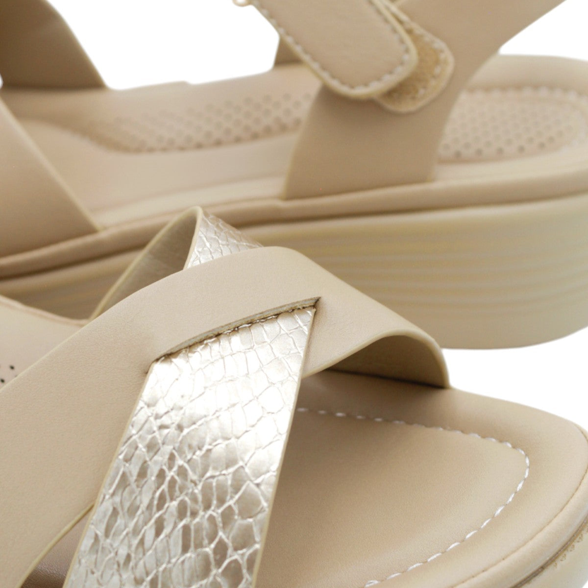 Foto 6 pulgar | Sandalias Con Plataforma Rbbasics Exterior Piel Vegana Beige para Mujer