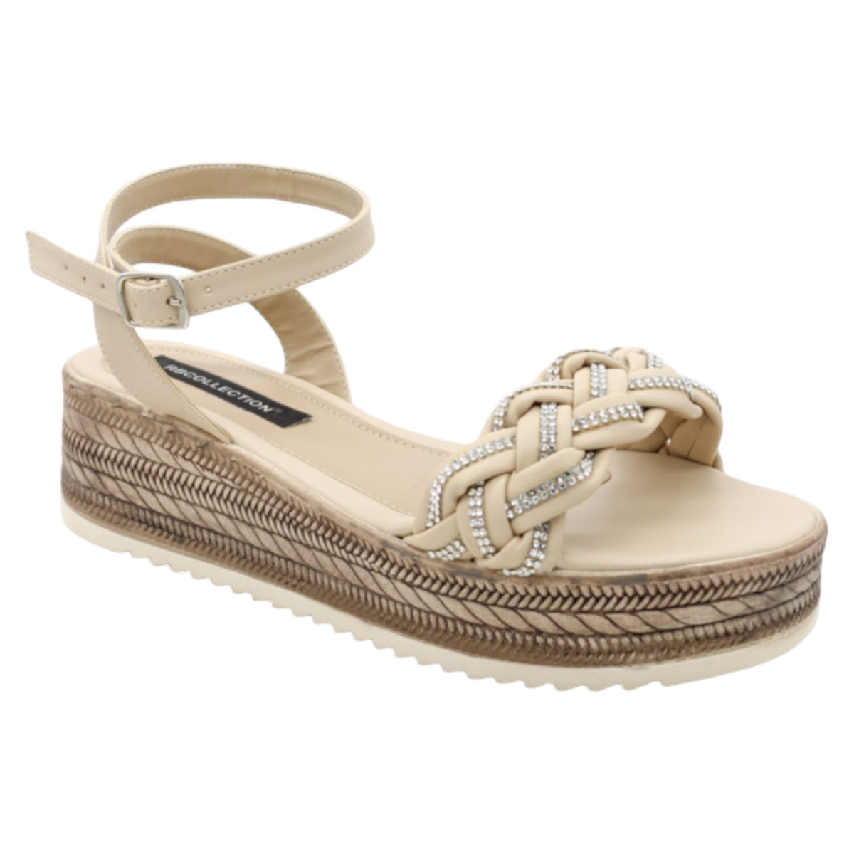 Foto 2 pulgar | Sandalias Rbcollection con Plataforma Exterior Piel Vegana Beige para Mujer