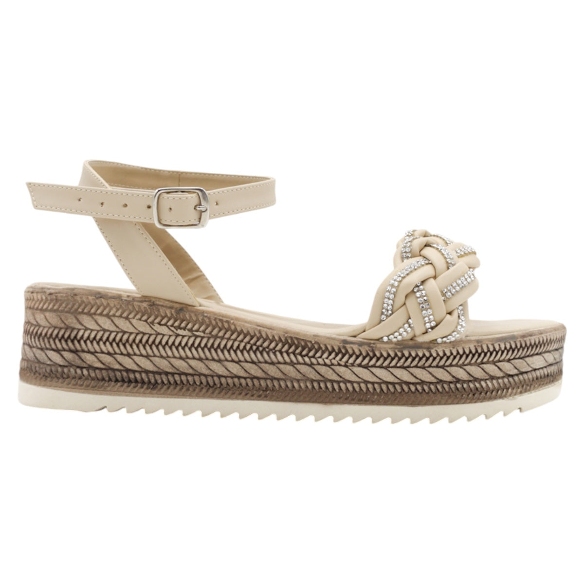 Foto 3 pulgar | Sandalias Rbcollection con Plataforma Exterior Piel Vegana Beige para Mujer