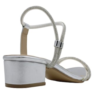 Foto 3 | Sandalias de Tacón Rbcollection Plata para Mujer