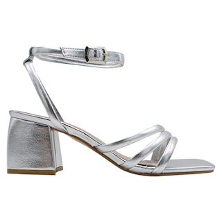Foto 2 | Sandalias con Tacón Rbcollection Plateadas para Mujer