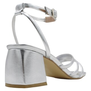Foto 3 | Sandalias con Tacón Rbcollection Plateadas para Mujer
