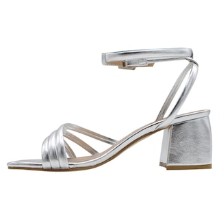 Foto 4 | Sandalias con Tacón Rbcollection Plateadas para Mujer