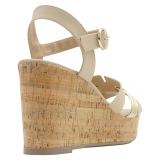 Foto 3 | Sandalias de Plataforma Rbcollection Piel Vegana Beige para Mujer